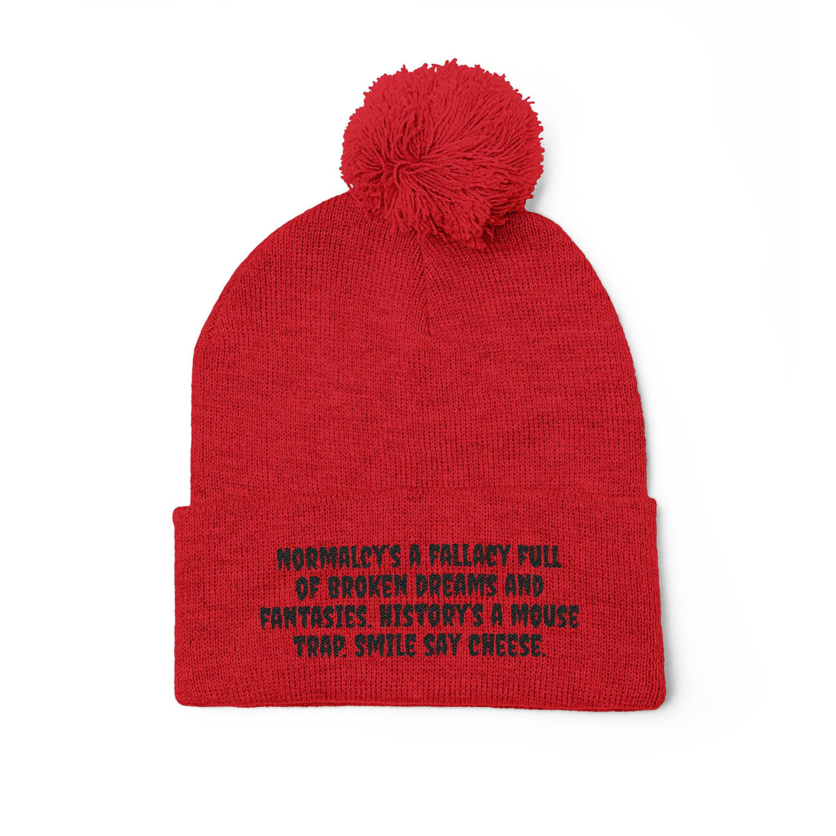 Z. Black Normalcy's a Fallacy Pom-Pom Knit Cap