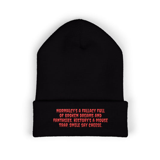 Y. Red Normalcy's a Fallacy Beanie (Embroidery)