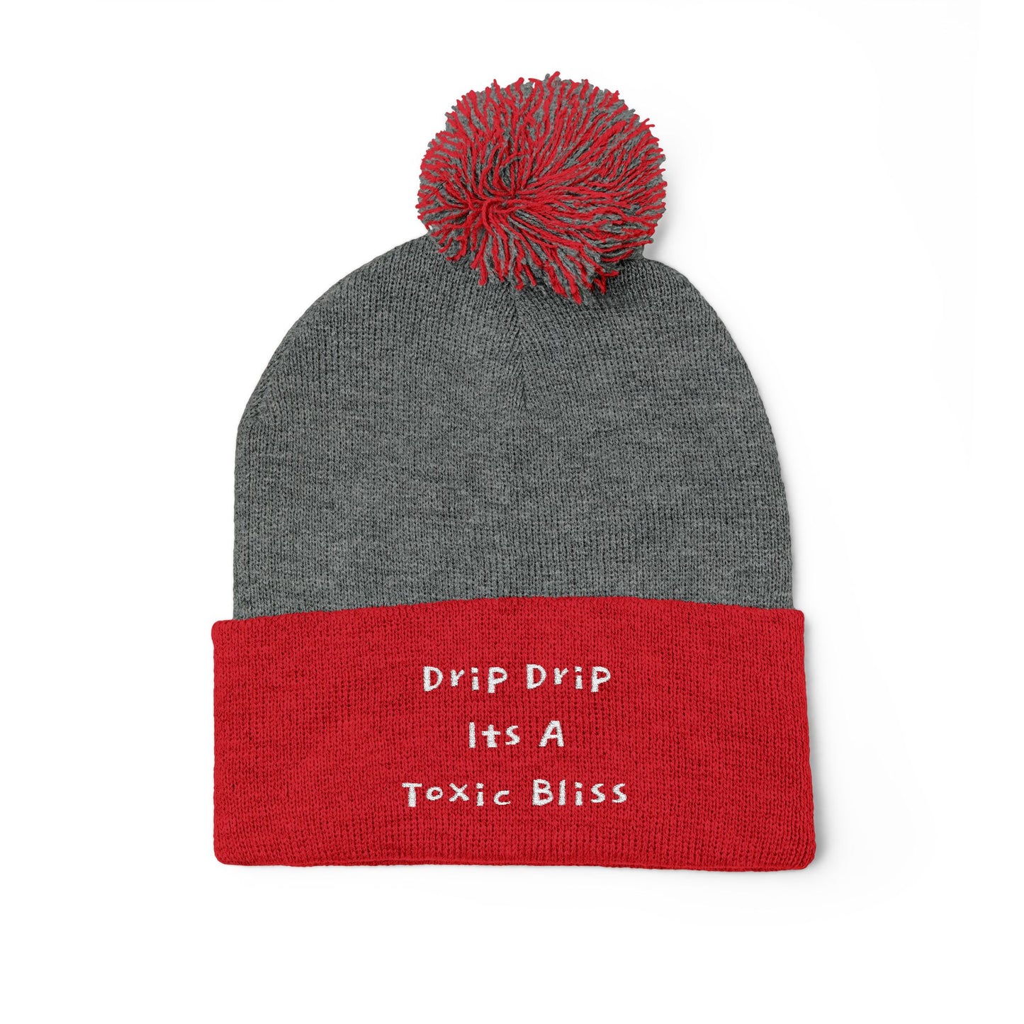 Y. Drip Drip White Pom-Pom Knit Cap (Embroidery)
