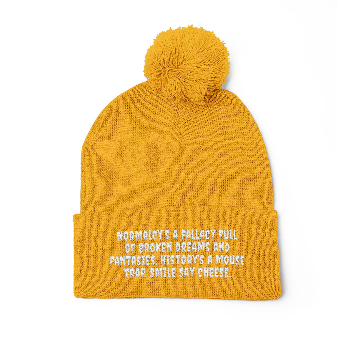 Z. White Normalcy's a Fallacy Pom-Pom Knit Cap