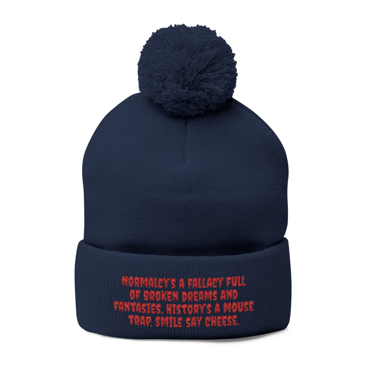 Z. Red Normalcy's a Fallacy Pom-Pom Knit Cap