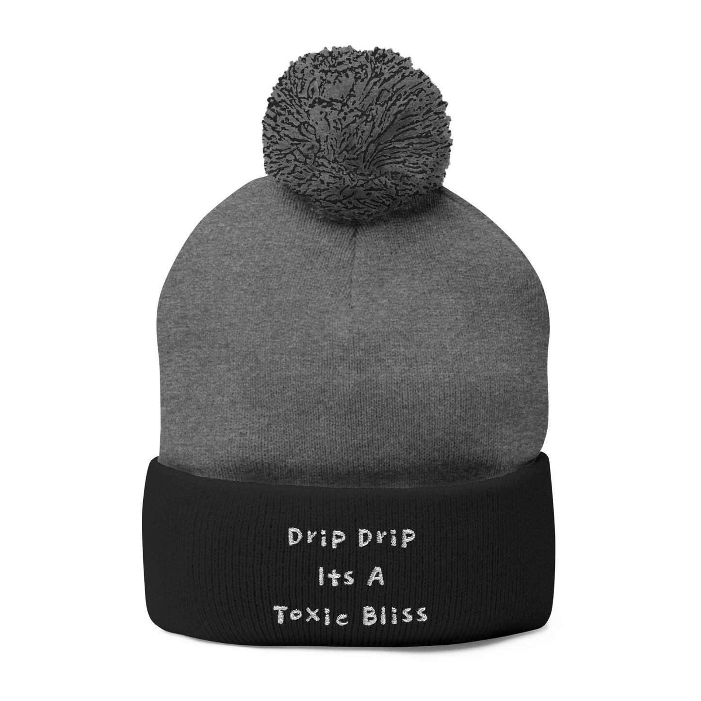 Y. Drip Drip White Pom-Pom Knit Cap (Embroidery)