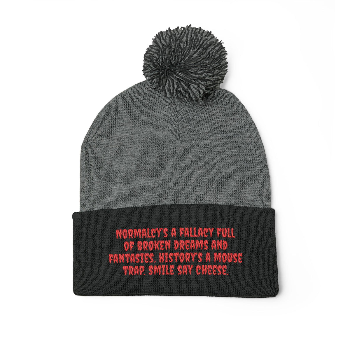 Z. Red Normalcy's a Fallacy Pom-Pom Knit Cap