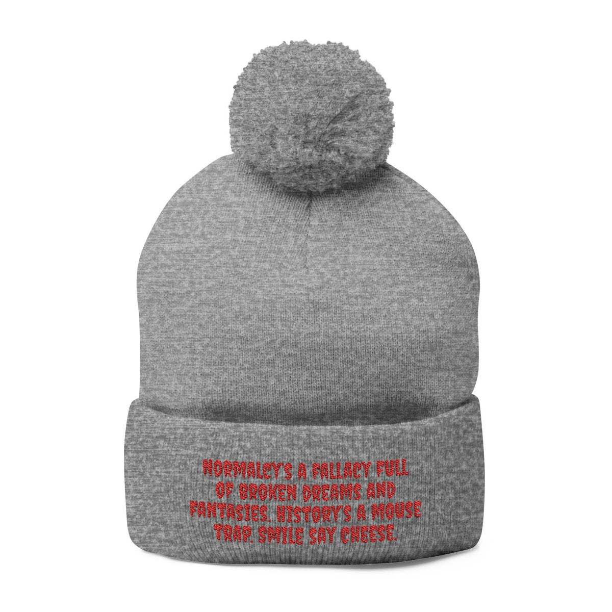 Z. Red Normalcy's a Fallacy Pom-Pom Knit Cap