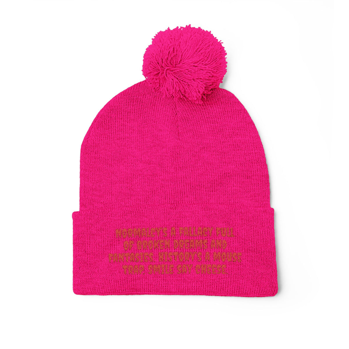 Z. Red Normalcy's a Fallacy Pom-Pom Knit Cap