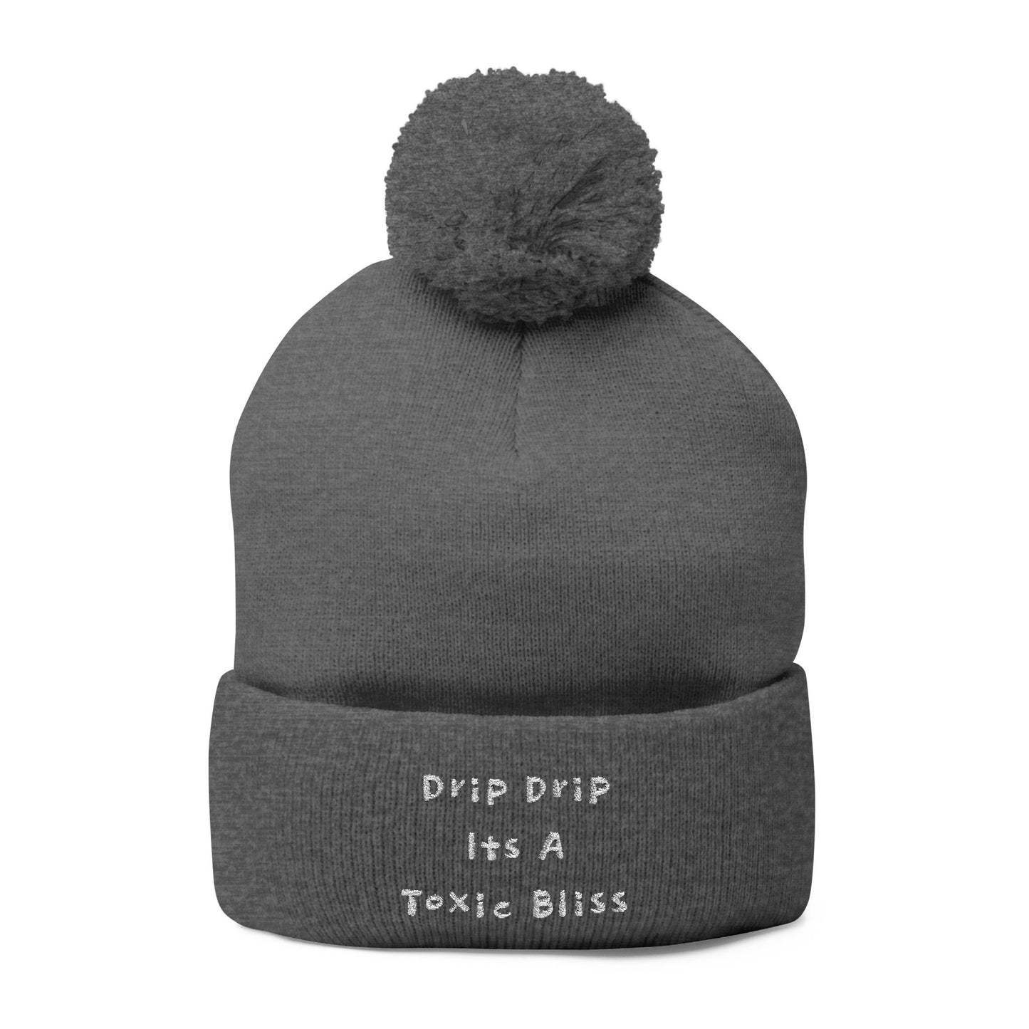 Y. Drip Drip White Pom-Pom Knit Cap (Embroidery)