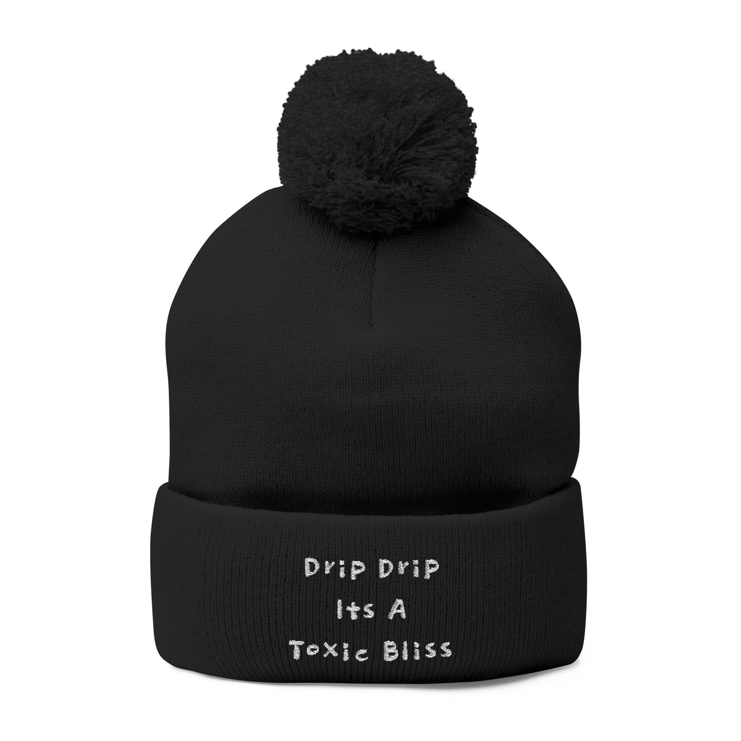 Y. Drip Drip White Pom-Pom Knit Cap (Embroidery)