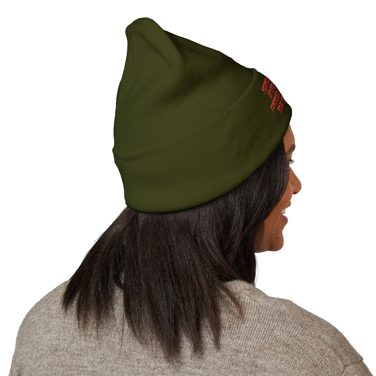 Y. Red Normalcy's a Fallacy Beanie (Embroidery)