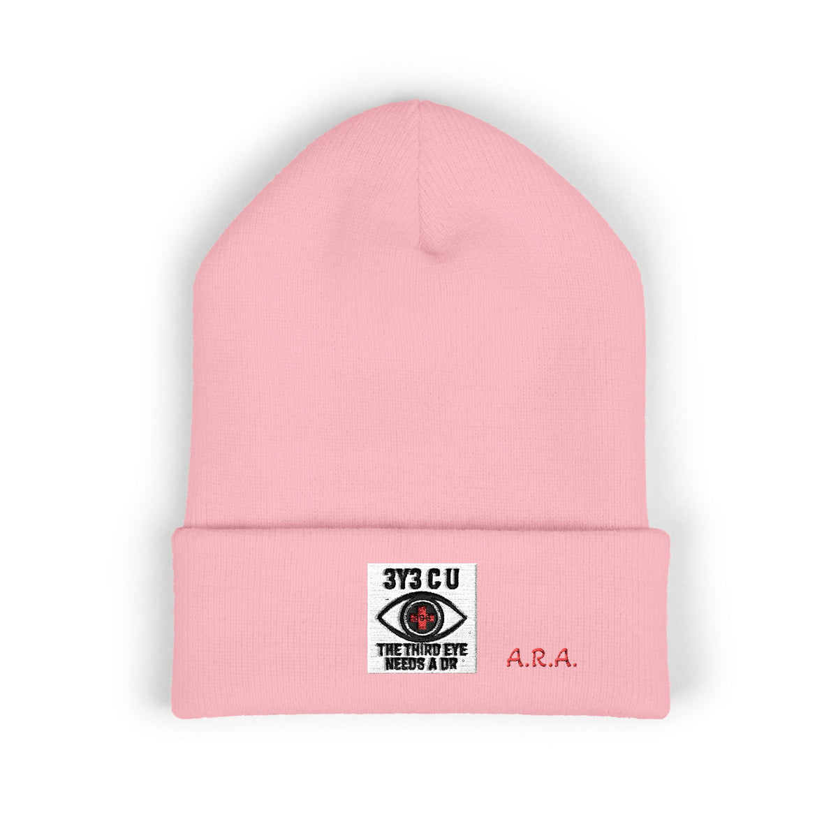 X. 3Y3 C U Red Beanie (Embroidery)