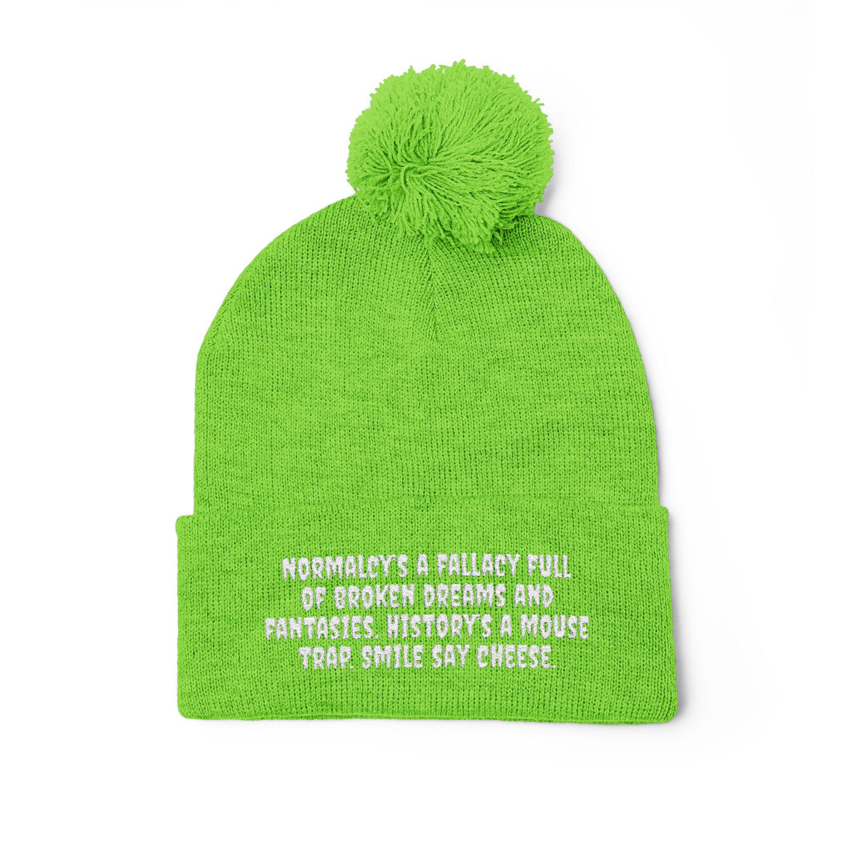Z. White Normalcy's a Fallacy Pom-Pom Knit Cap