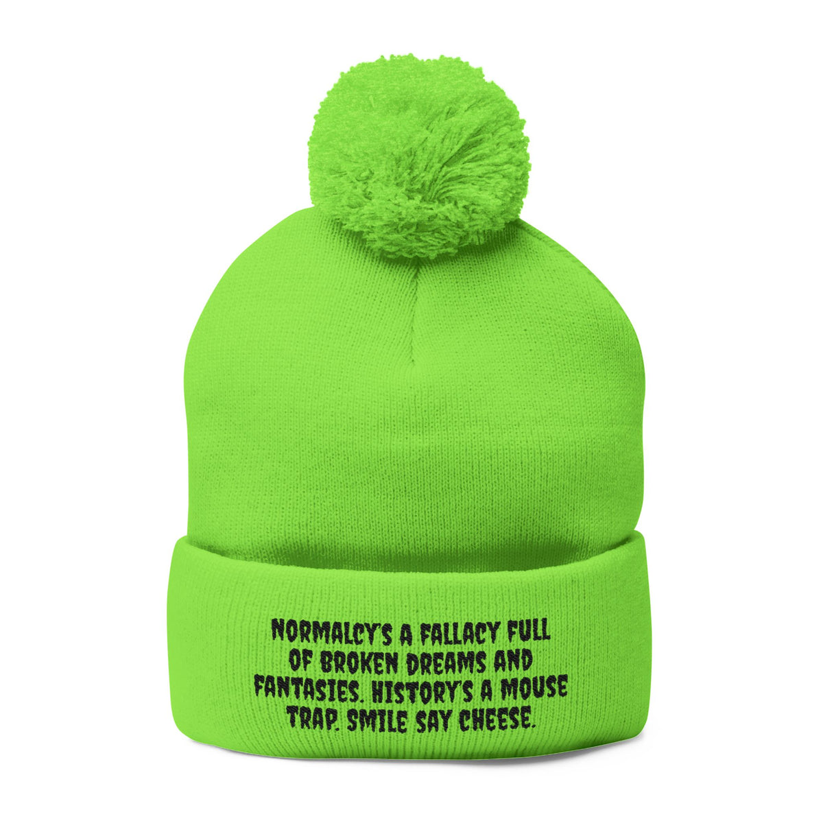 Z. Black Normalcy's a Fallacy Pom-Pom Knit Cap