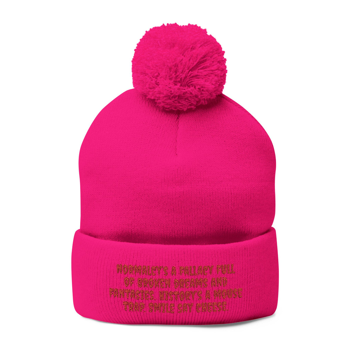 Z. Red Normalcy's a Fallacy Pom-Pom Knit Cap