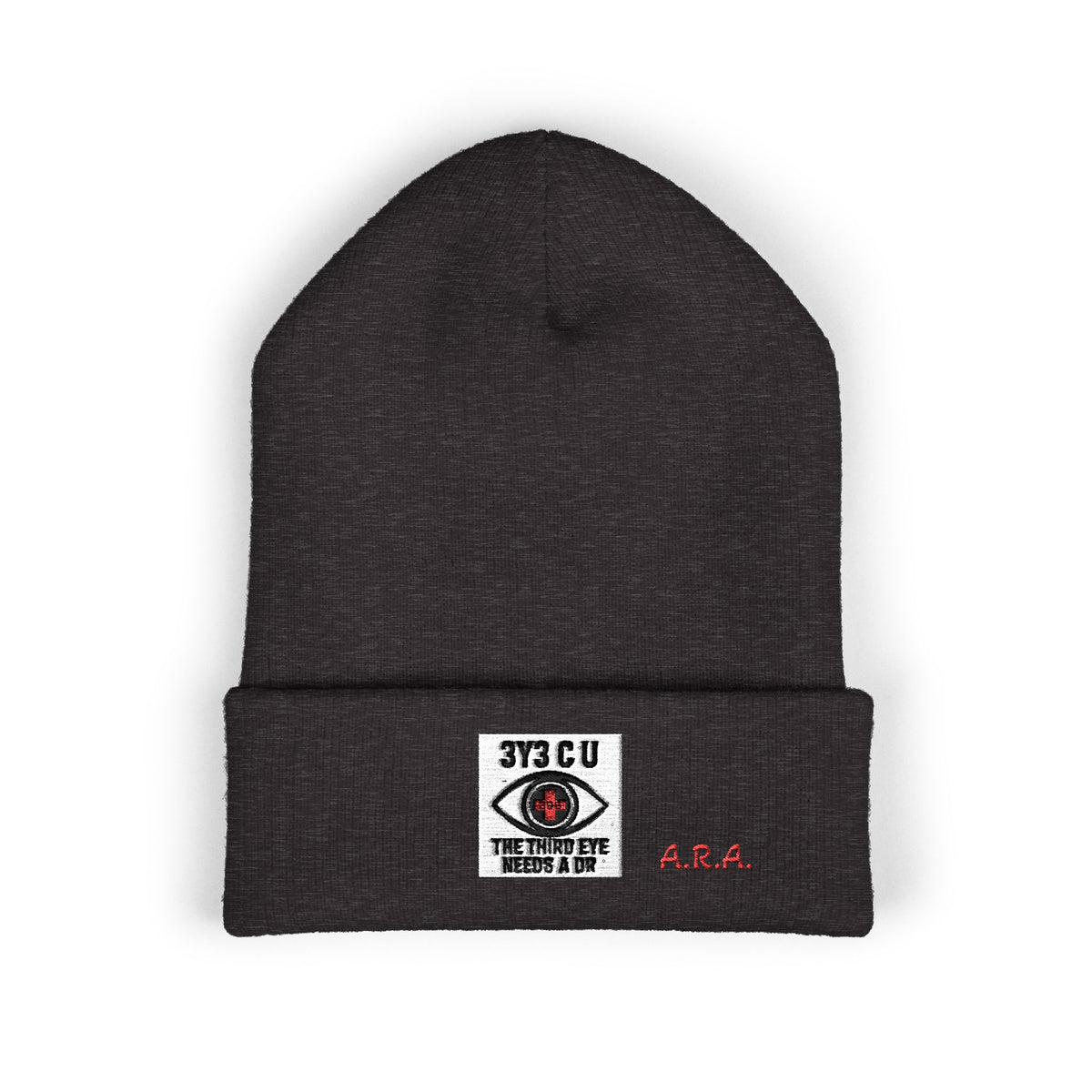 X. 3Y3 C U Red Beanie (Embroidery)