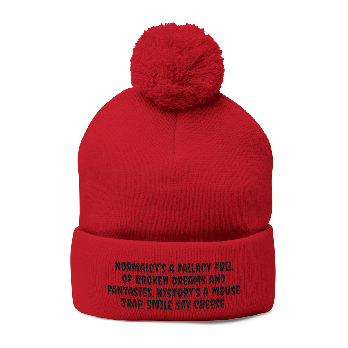 Z. Black Normalcy's a Fallacy Pom-Pom Knit Cap