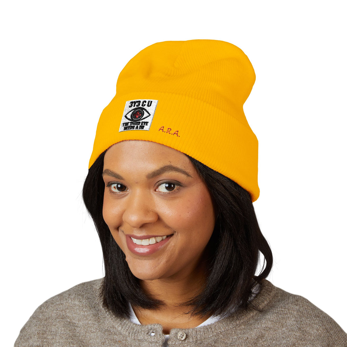 X. 3Y3 C U Red Beanie (Embroidery)