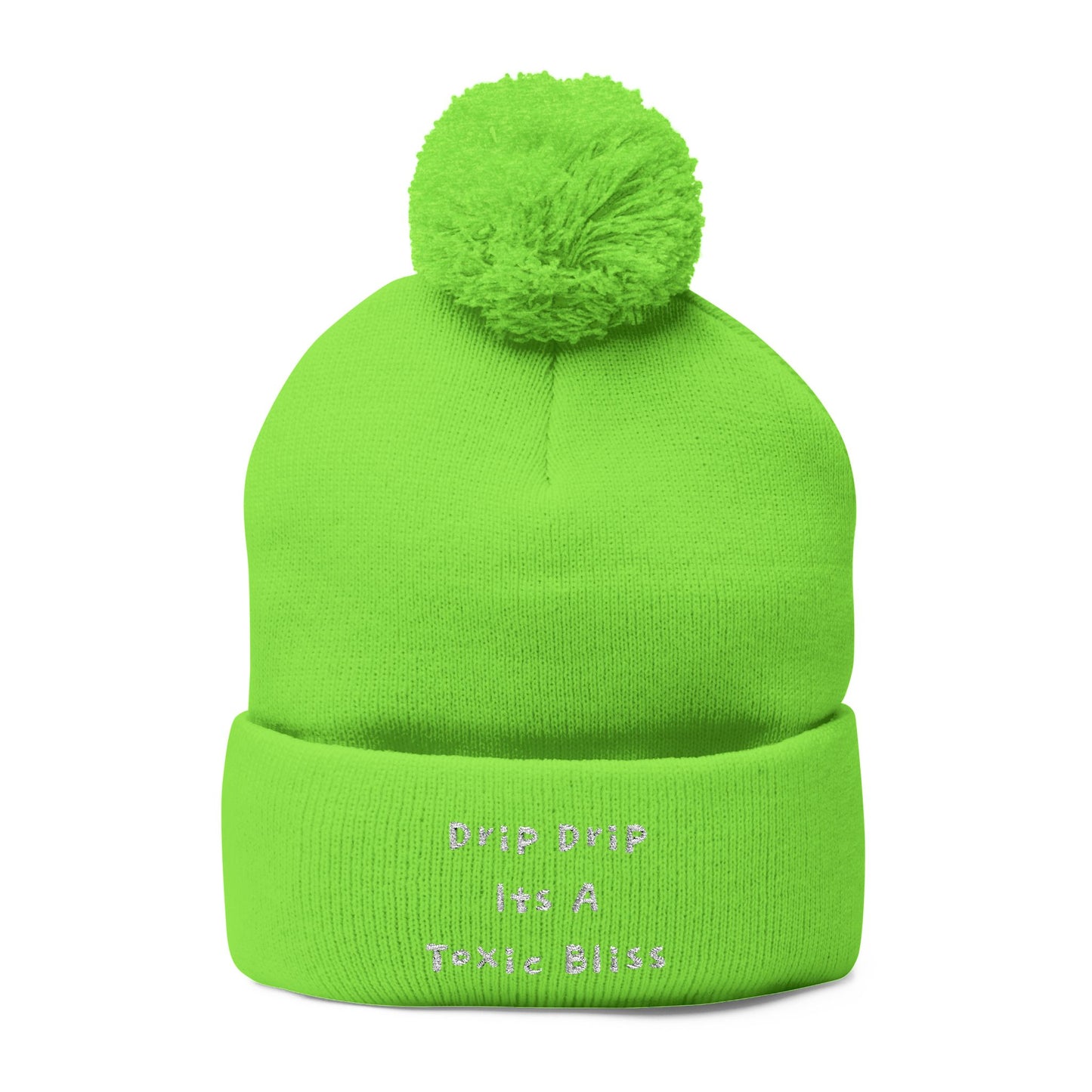 Y. Drip Drip White Pom-Pom Knit Cap (Embroidery)