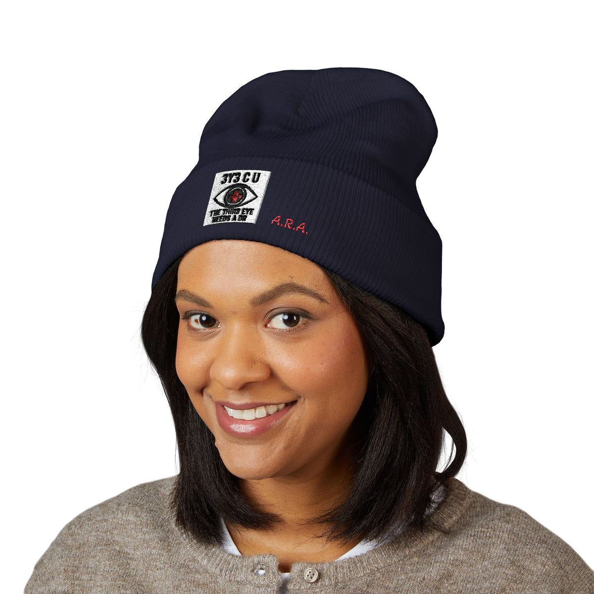 X. 3Y3 C U Red Beanie (Embroidery)