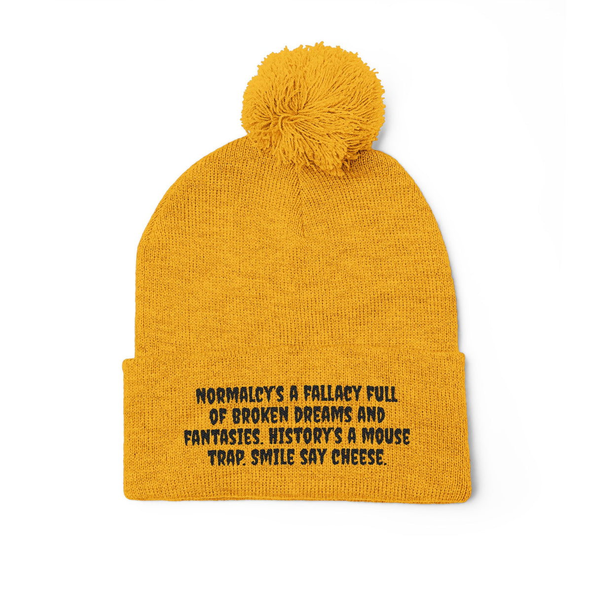 Z. Black Normalcy's a Fallacy Pom-Pom Knit Cap