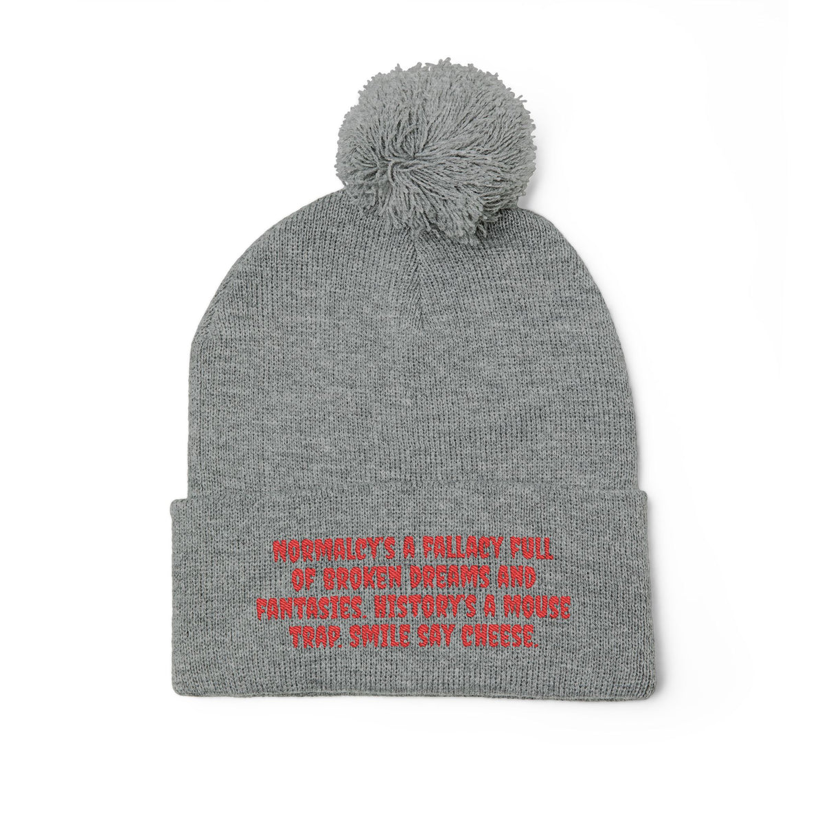Z. Red Normalcy's a Fallacy Pom-Pom Knit Cap