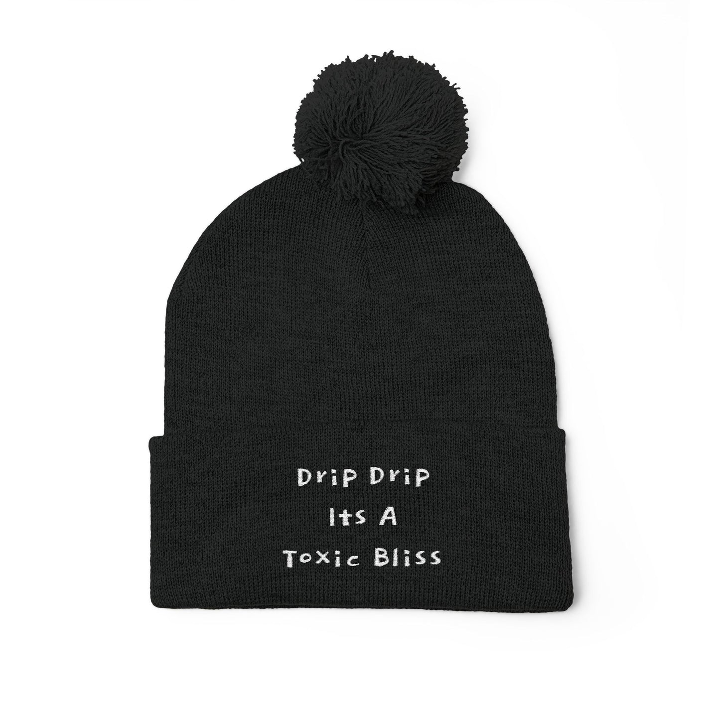 Y. Drip Drip White Pom-Pom Knit Cap (Embroidery)