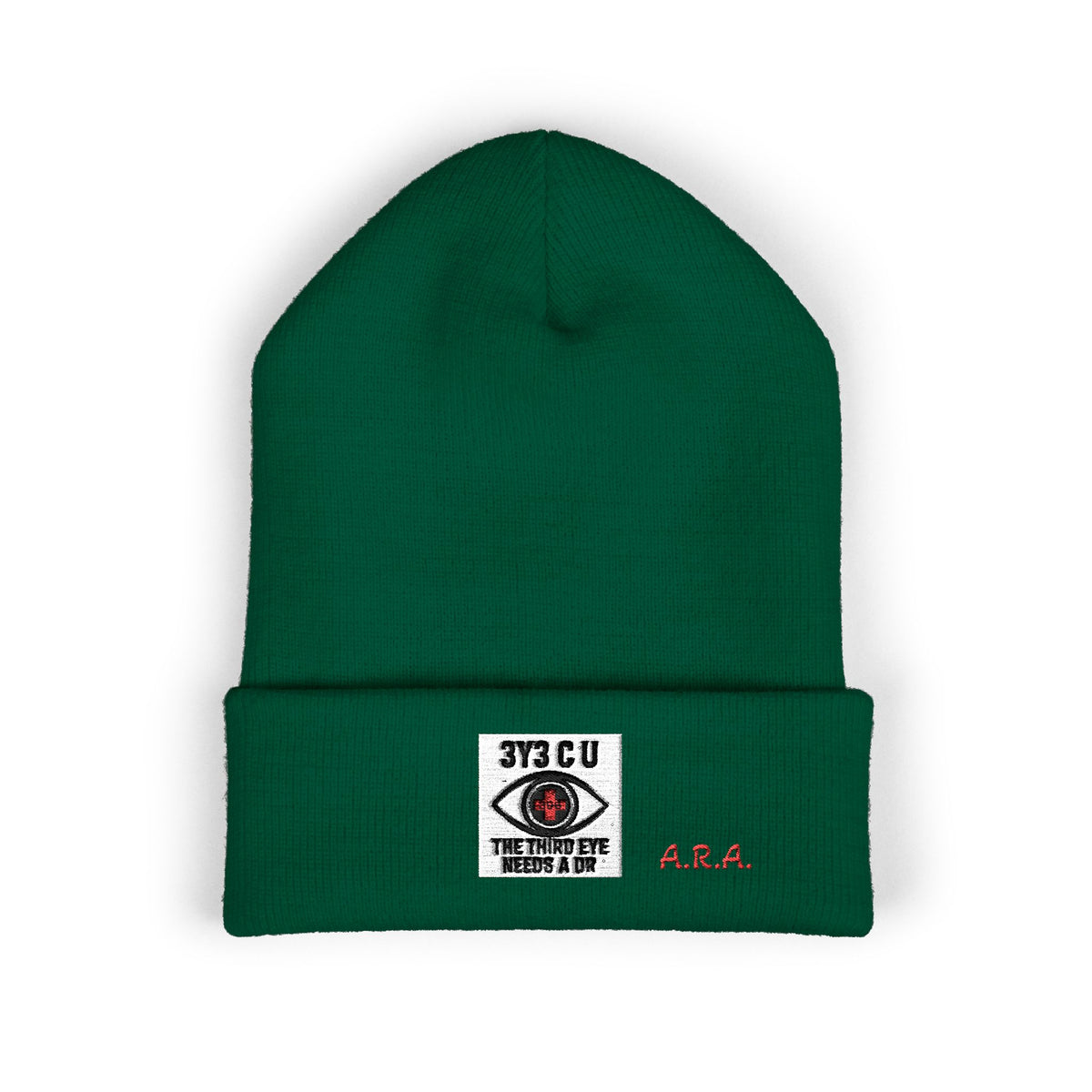 X. 3Y3 C U Red Beanie (Embroidery)