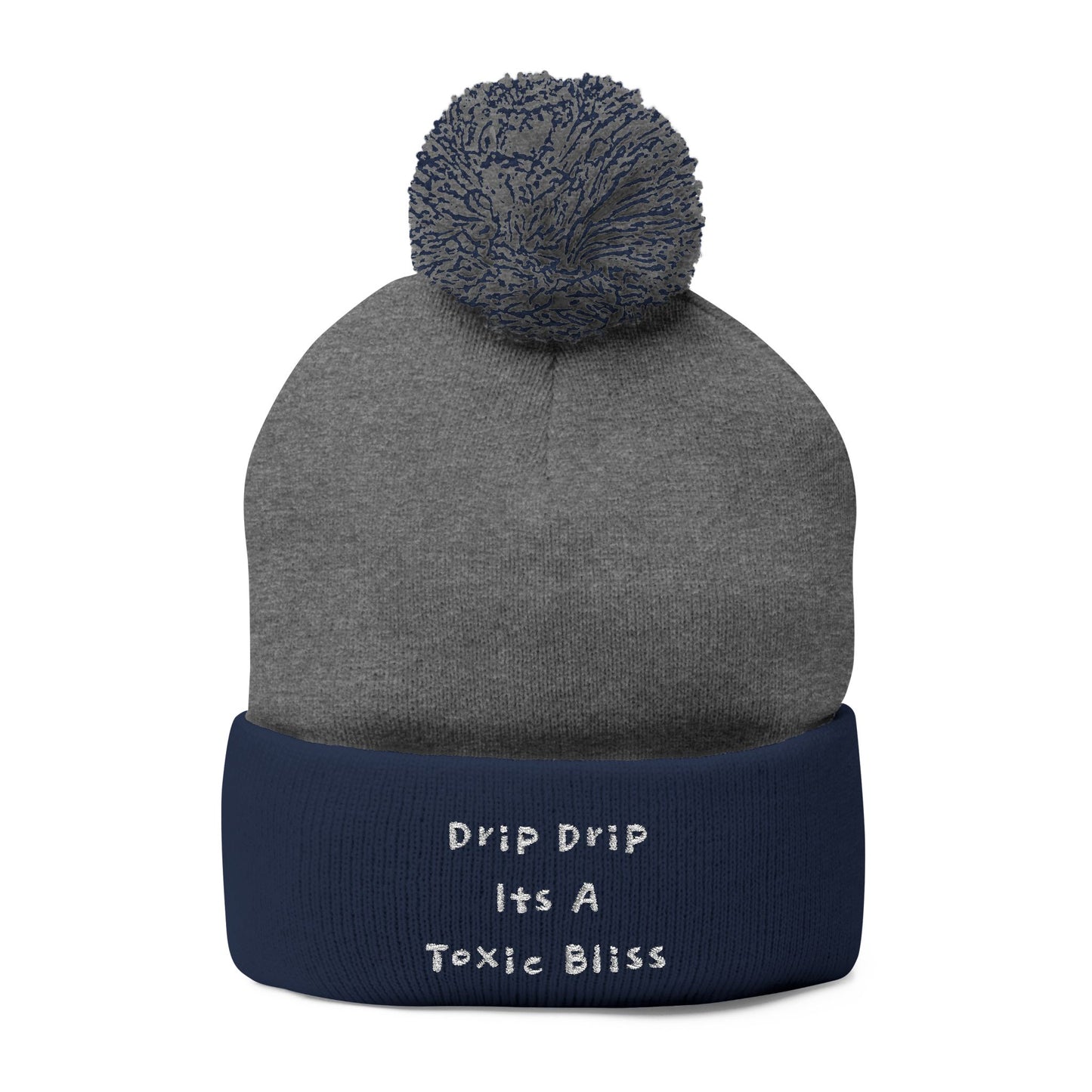 Y. Drip Drip White Pom-Pom Knit Cap (Embroidery)