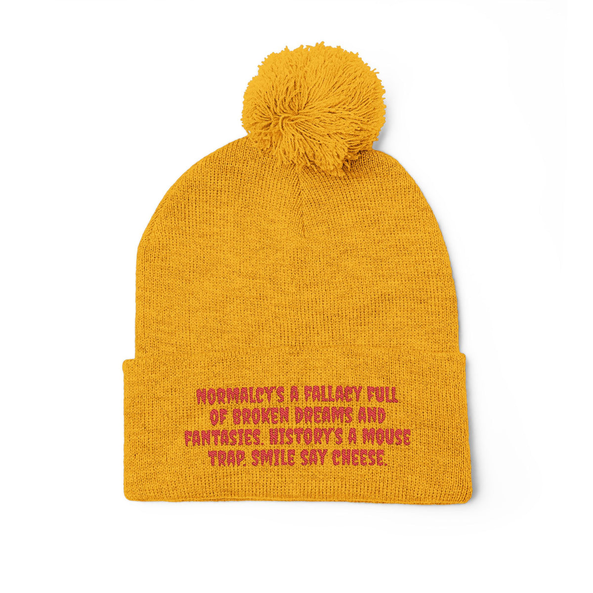 Z. Red Normalcy's a Fallacy Pom-Pom Knit Cap