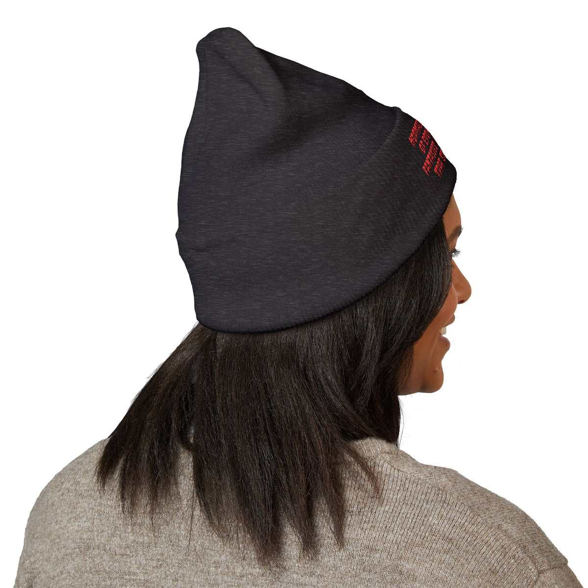 Y. Red Normalcy's a Fallacy Beanie (Embroidery)