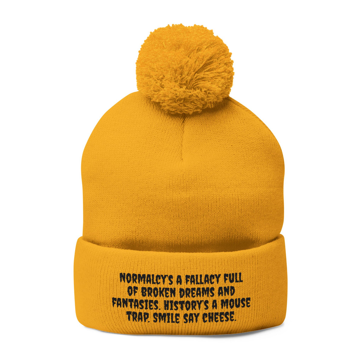 Z. Black Normalcy's a Fallacy Pom-Pom Knit Cap