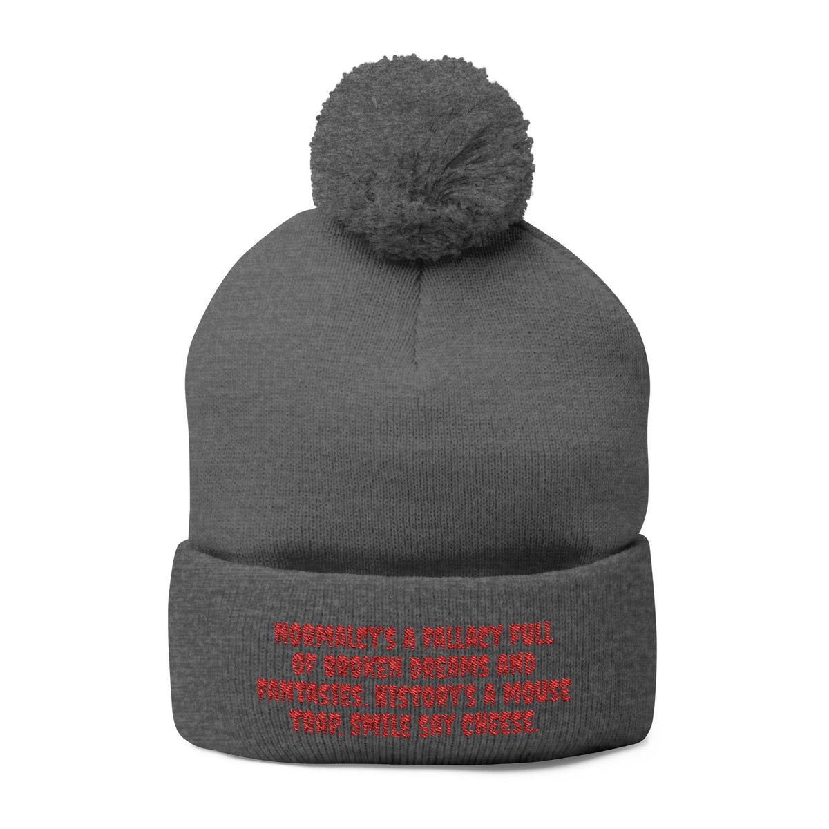 Z. Red Normalcy's a Fallacy Pom-Pom Knit Cap