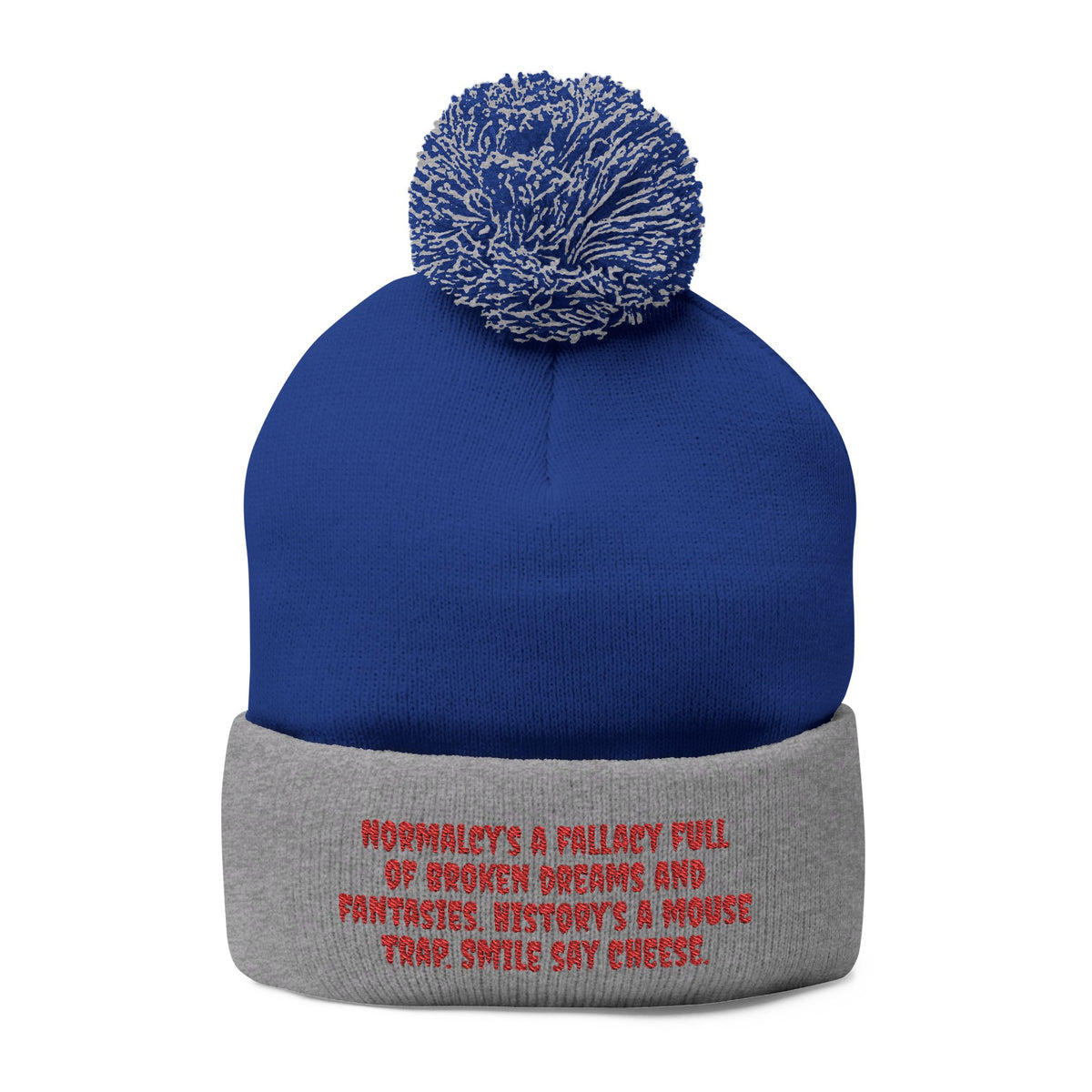 Z. Red Normalcy's a Fallacy Pom-Pom Knit Cap