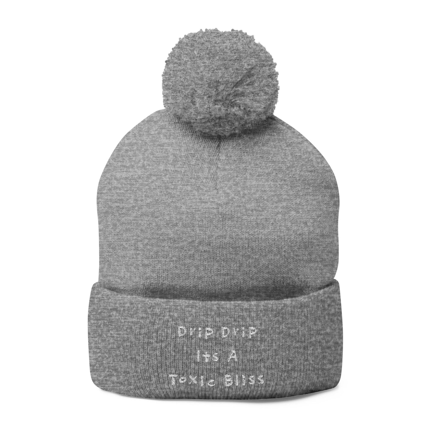 Y. Drip Drip White Pom-Pom Knit Cap (Embroidery)