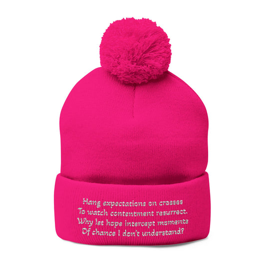 Y. Hang Expectations Pom-Pom Knit Cap (Embroidery)
