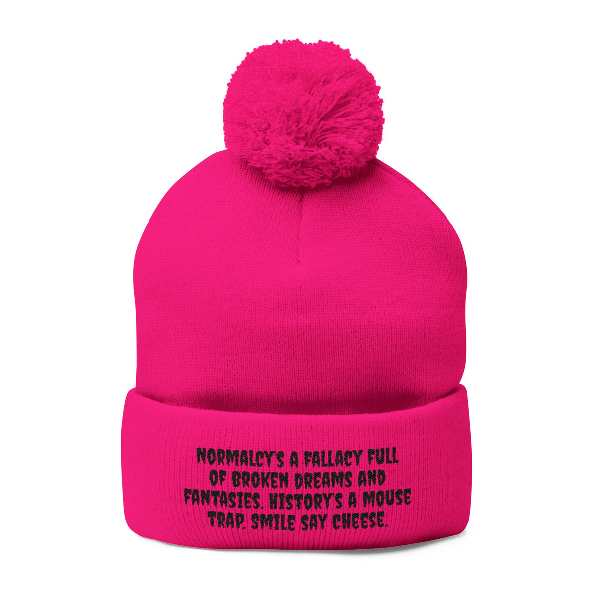 Z. Black Normalcy's a Fallacy Pom-Pom Knit Cap