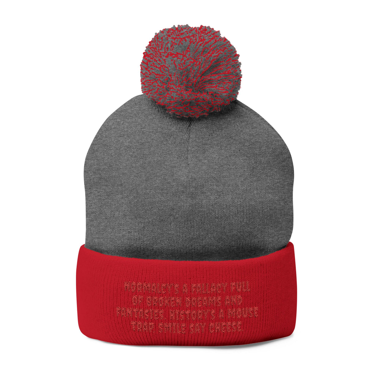 Z. Red Normalcy's a Fallacy Pom-Pom Knit Cap