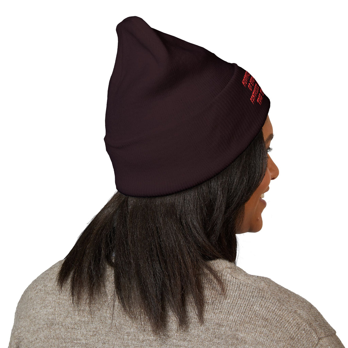 Y. Red Normalcy's a Fallacy Beanie (Embroidery)