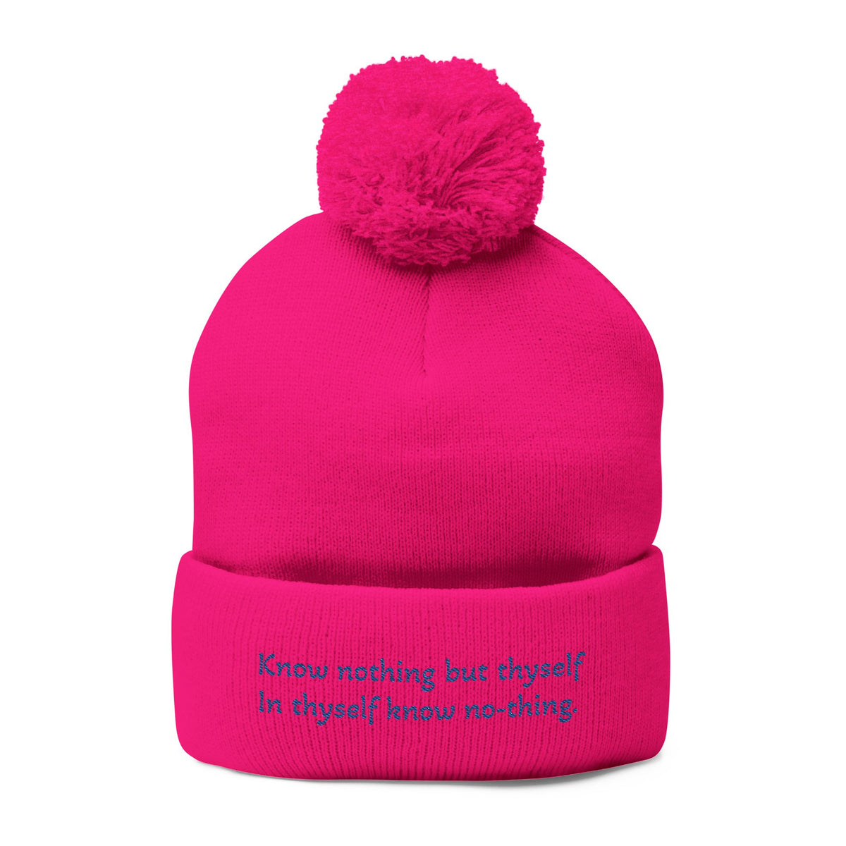 W. Know Nothing Blue Pom-Pom Knit Cap (Embroidery)