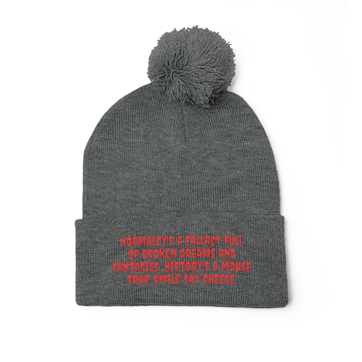 Z. Red Normalcy's a Fallacy Pom-Pom Knit Cap