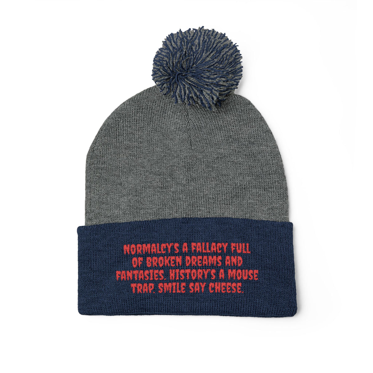 Z. Red Normalcy's a Fallacy Pom-Pom Knit Cap