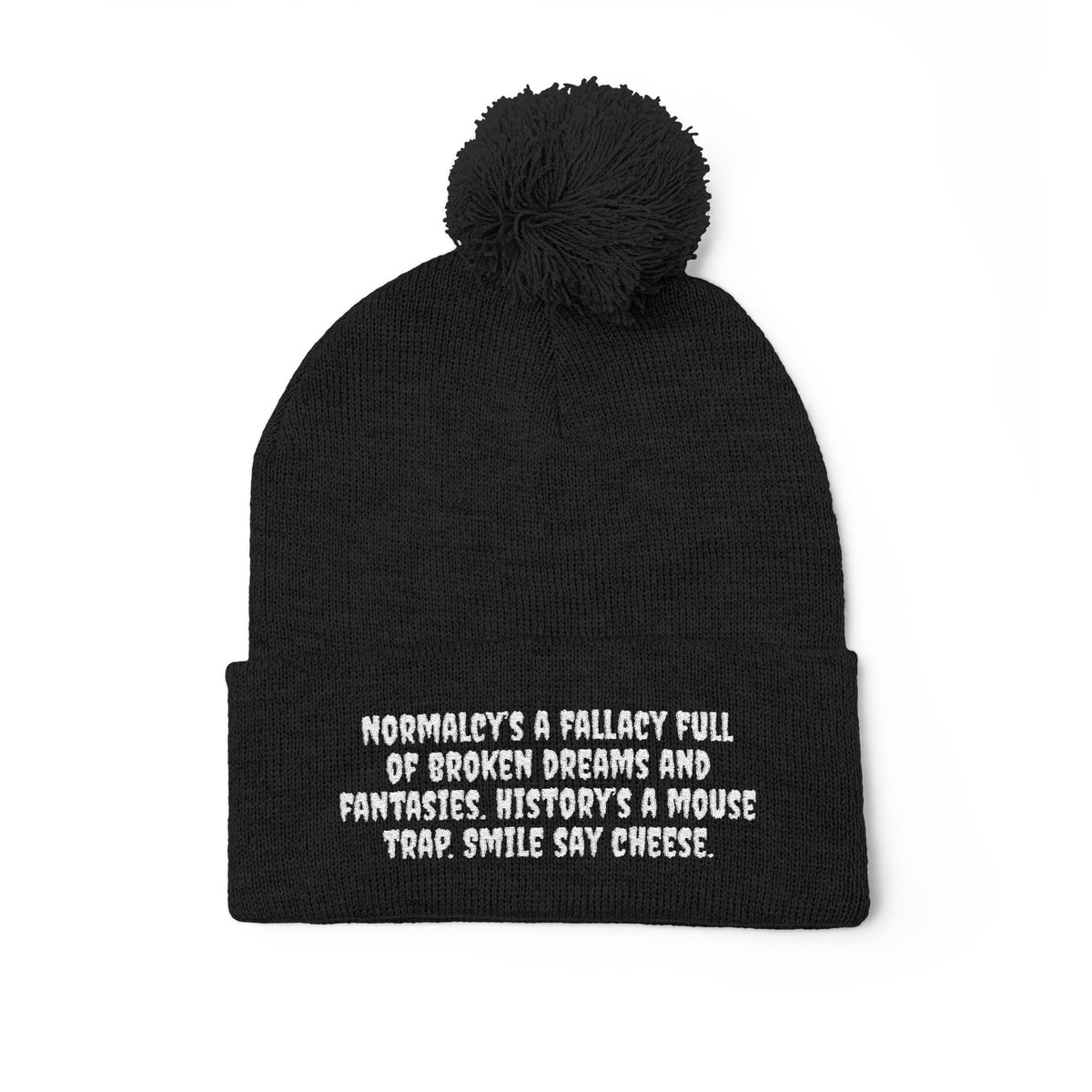 Z. White Normalcy's a Fallacy Pom-Pom Knit Cap