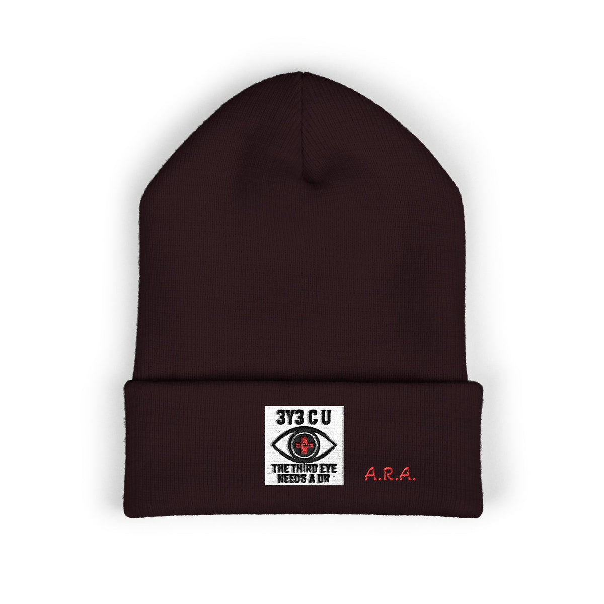 X. 3Y3 C U Red Beanie (Embroidery)