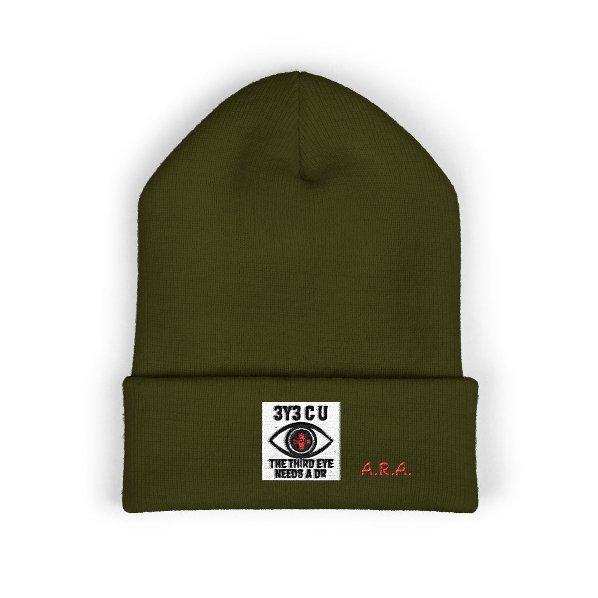 X. 3Y3 C U Red Beanie (Embroidery)