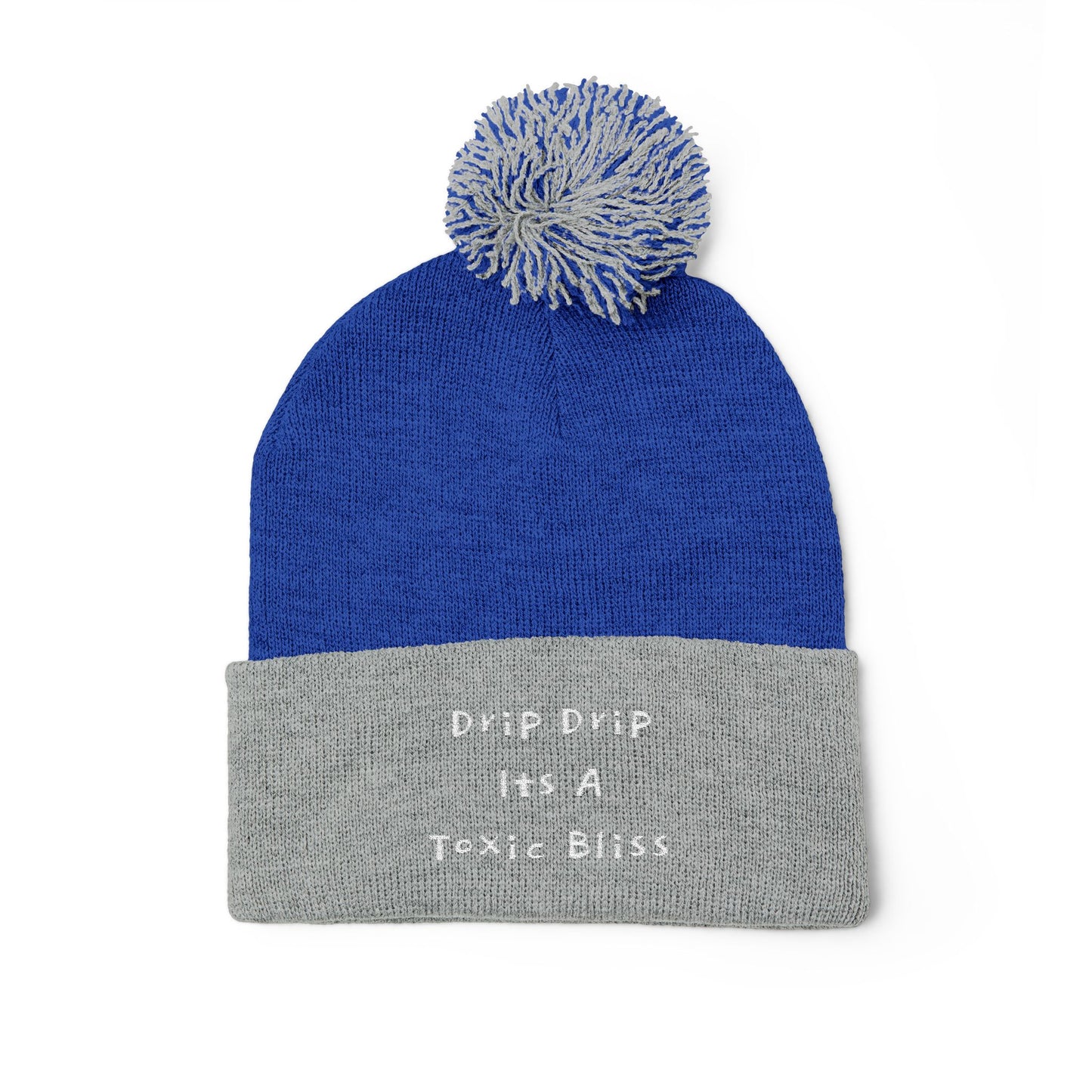 Y. Drip Drip White Pom-Pom Knit Cap (Embroidery)