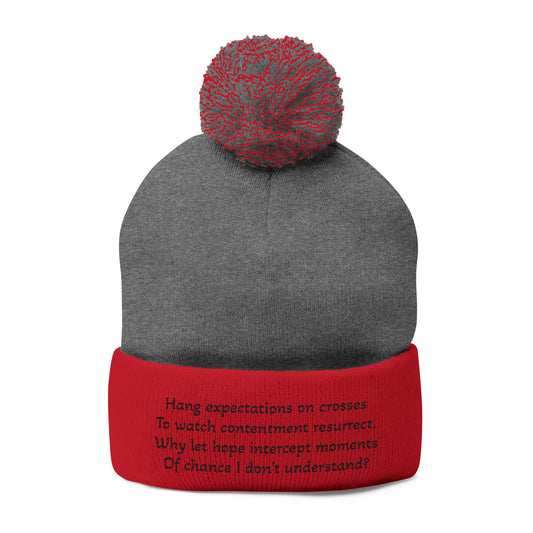 Y. Hang Expectations Pom-Pom Knit Cap (Embroidery)