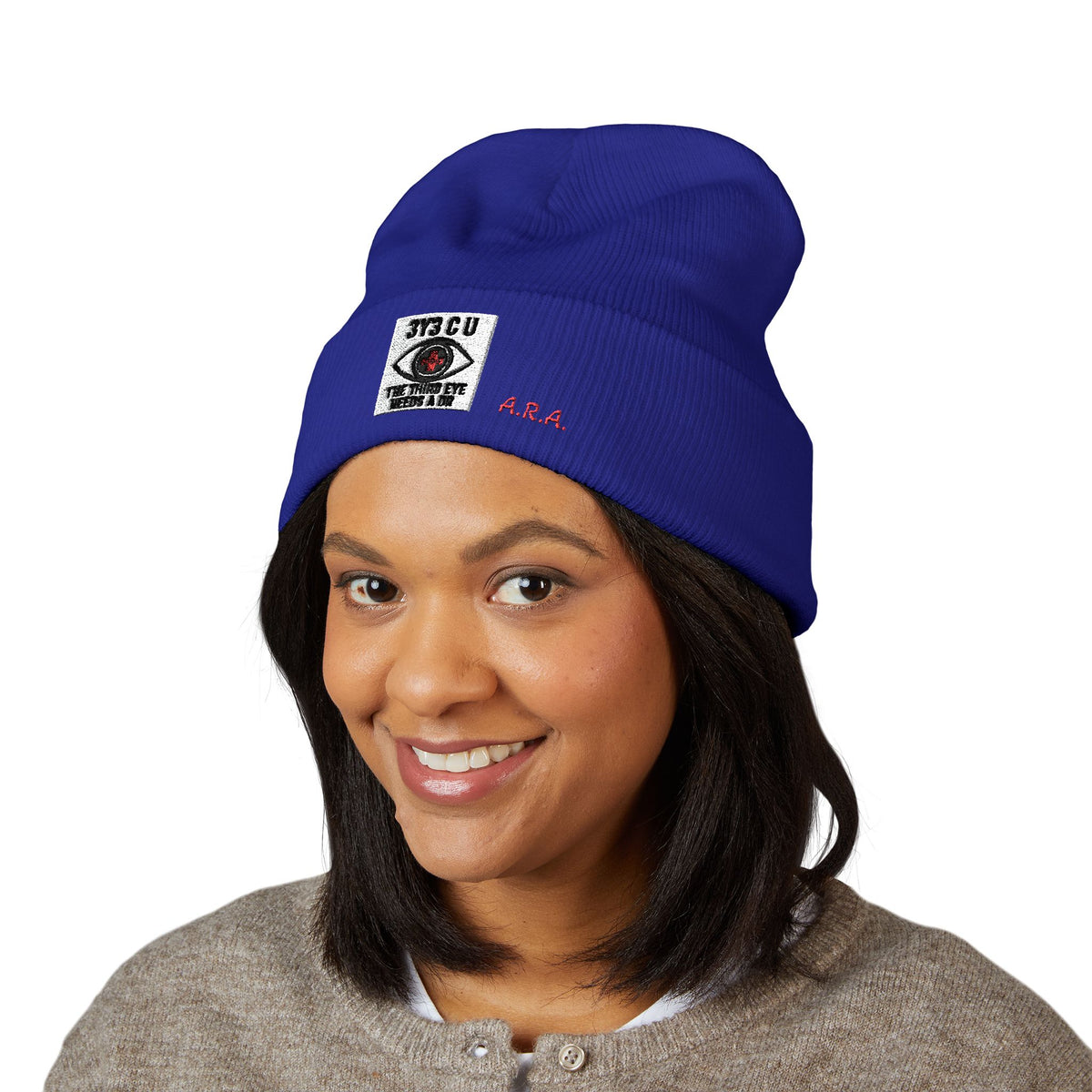 X. 3Y3 C U Red Beanie (Embroidery)