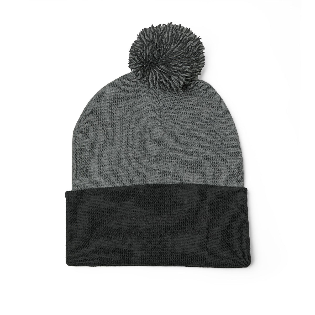 W. Know Nothing Black Pom-Pom Knit Cap (Embroidery)