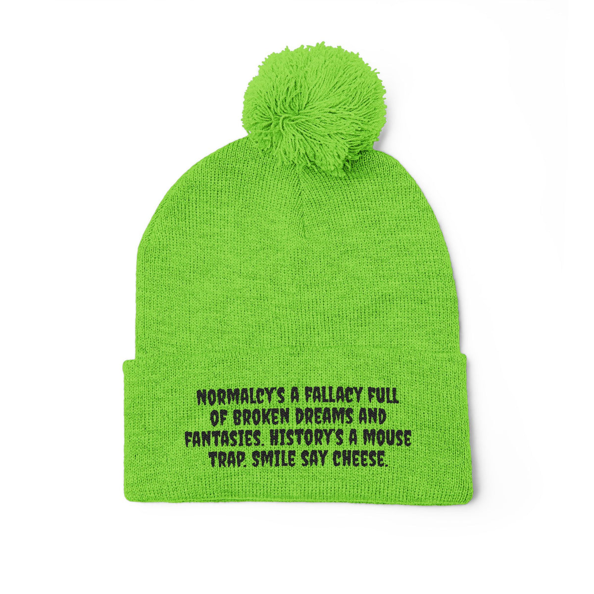 Z. Black Normalcy's a Fallacy Pom-Pom Knit Cap