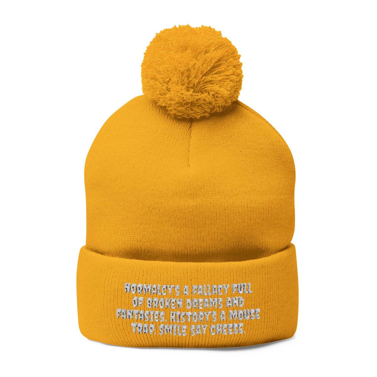 Z. White Normalcy's a Fallacy Pom-Pom Knit Cap