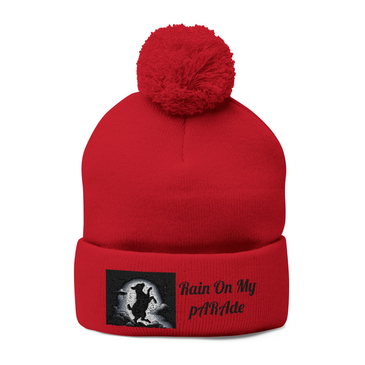 X. Black Rain On My pARAde Pom-Pom Knit Cap