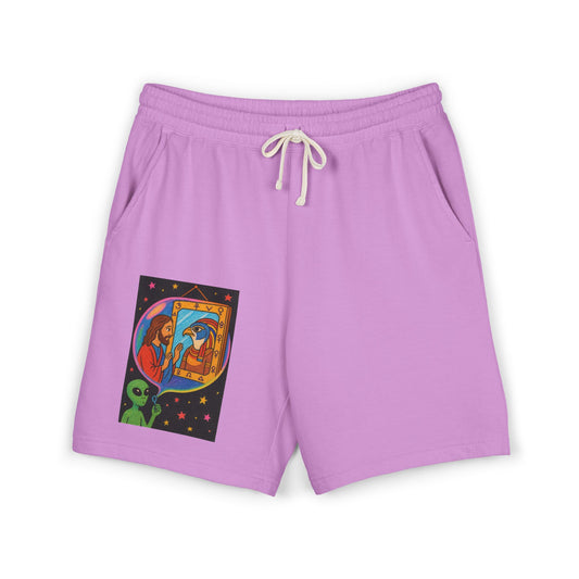 I. Jesus/Horus Mirror Lightweight Fleece Sweat Shorts